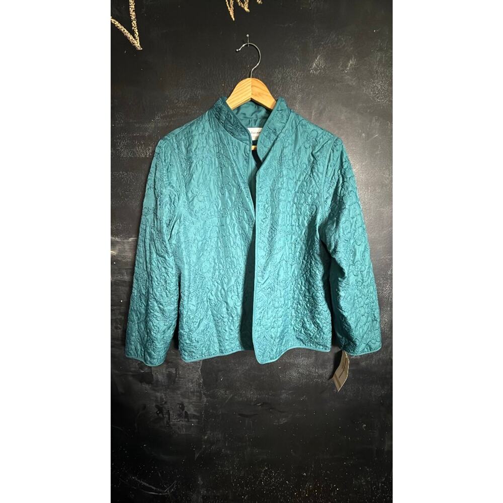 Alfred Dunner Petite Teal Textured Jacket NWT
